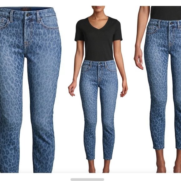 NWT 7 for All Mankind Jen7 Skinny Ankle Enhance Me Leopard Jean 2 - Picture 1 of 8